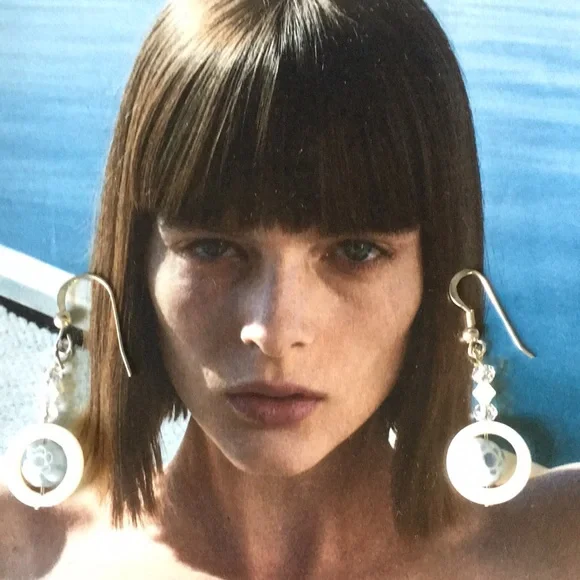 Beautiful vintage sterling silver 925 malifori mother of pear earrings, - Picture 2 of 4